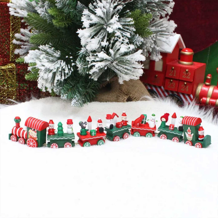 17 Inch Evergreen Endless Engine Wooden Table Decor For Christmas Decoration