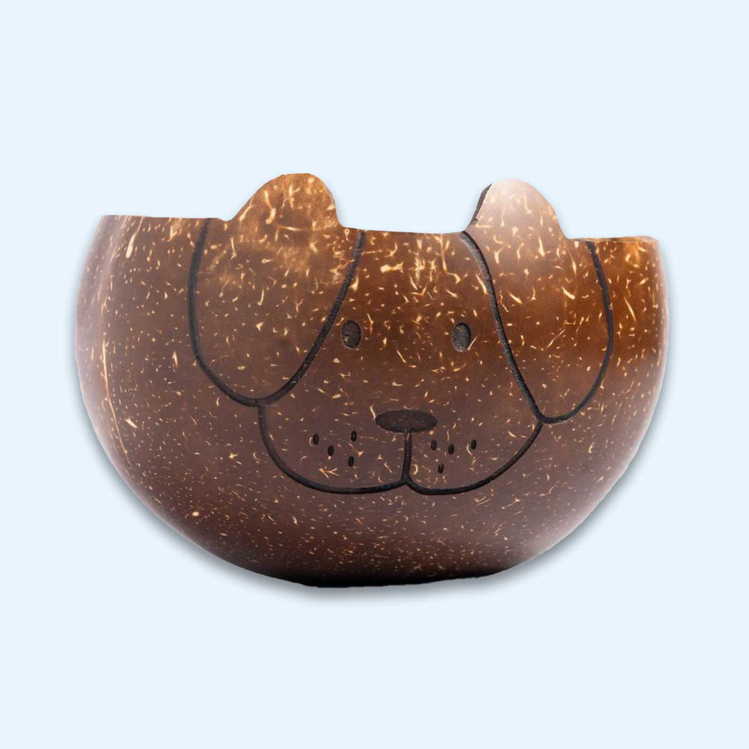 Eco-Friendly Handmade Dog Theme Coconut Shell Bowl For Kids