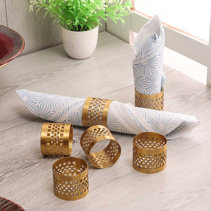 Handmade Gold Etching Napkin Ring | Set Of 6