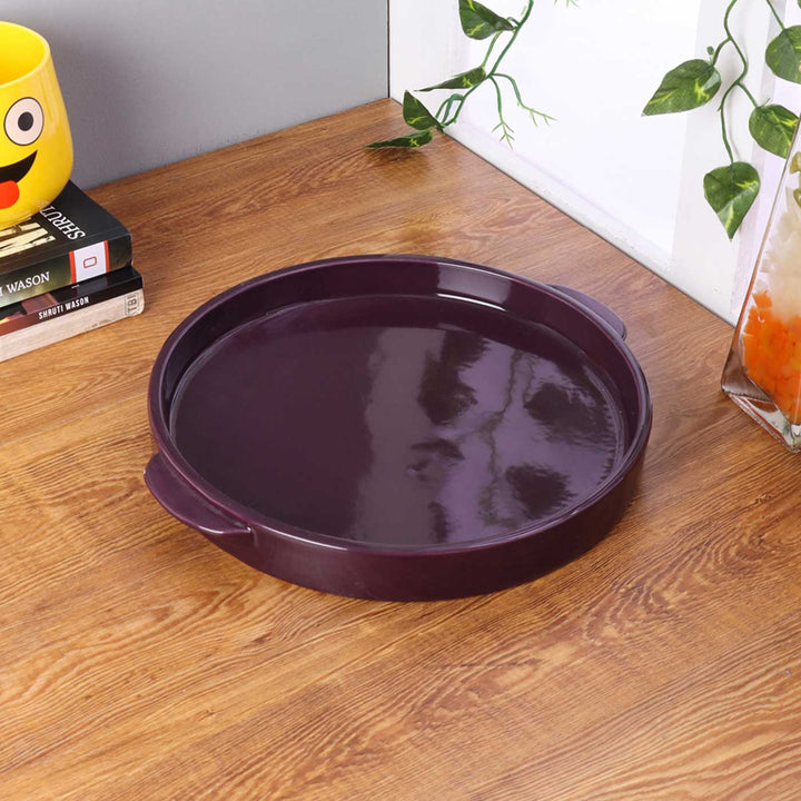 Handmade Purple Pizza Serving Dish With Handle