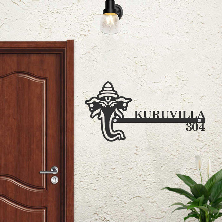 Personalized Ganesha Face Laser Cut Metal Name Plate