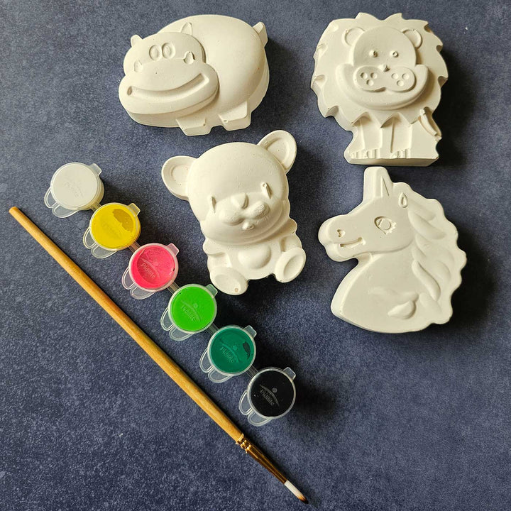 Assorted Ready to Paint Animal Theme Clay DIY Kit | Set of 6