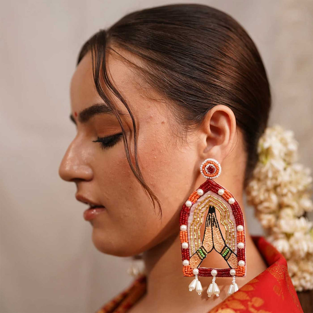 Handmade Khamma Ghani Beaded Earrings