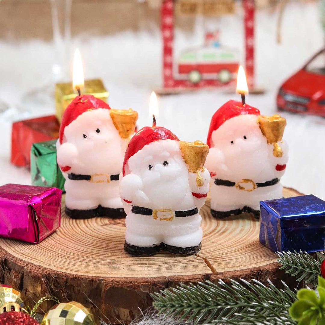 Handmade Santa Wax Candles For Christmas Decoration | Set Of 3