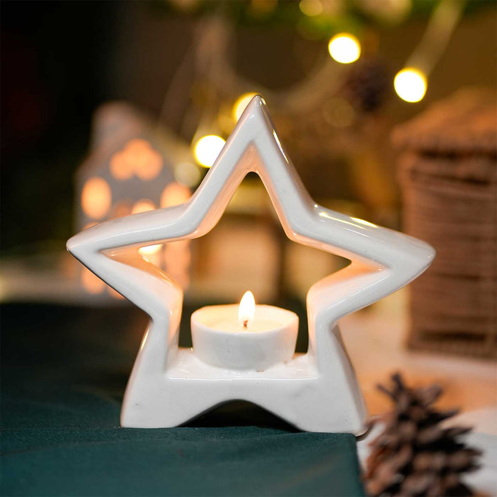 Star Shaped Ceramic Tealight Holders For Christmas Decoration