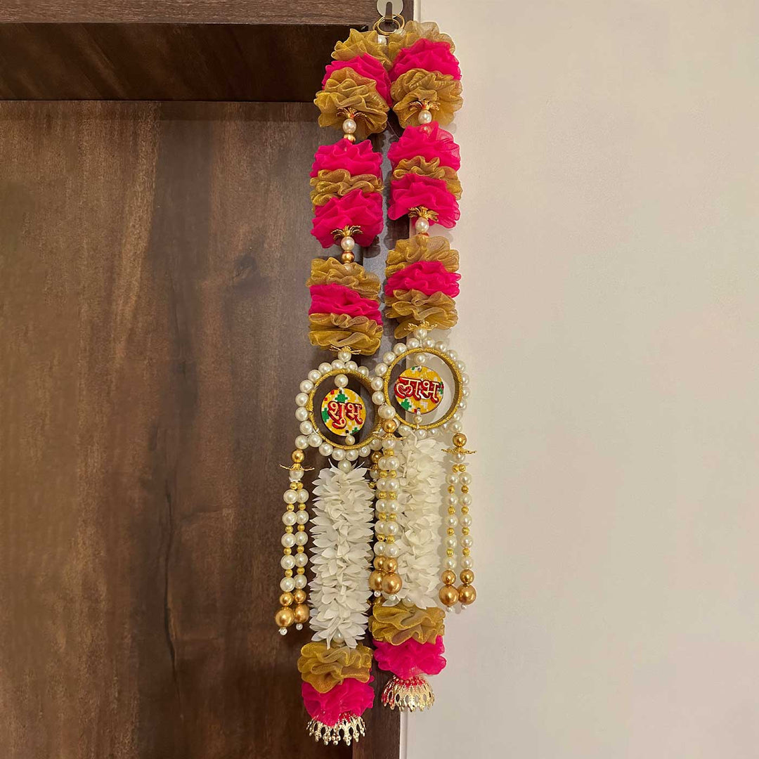 Handmade Decorative Tissue Flower Shubh Labh Hanging