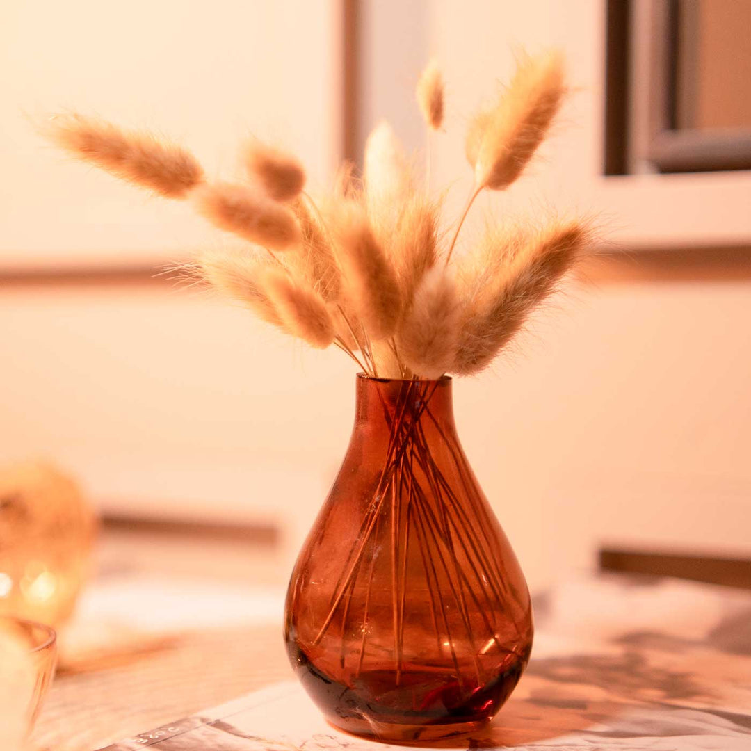 Rustic Charm Glass Vase With Dried Flower Bunch