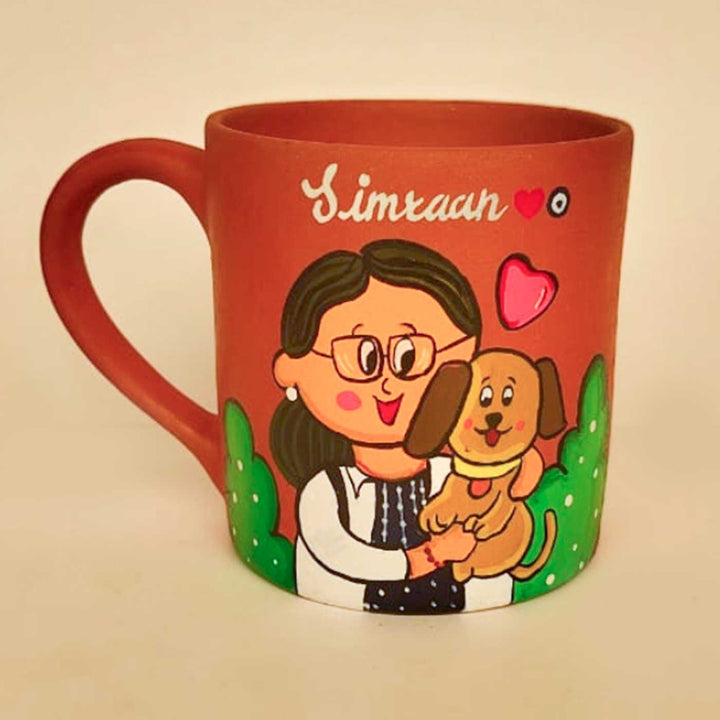 Photo Personalized Handpainted Terracotta Mug with Caricatures