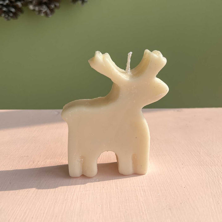 Handmade Festive Reindeer Pillar Candles For Christmas Decoration