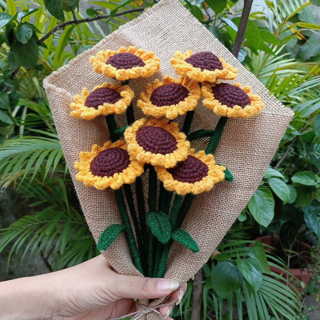 Handmade Crochet Sunflower Bouquet | Set Of 8