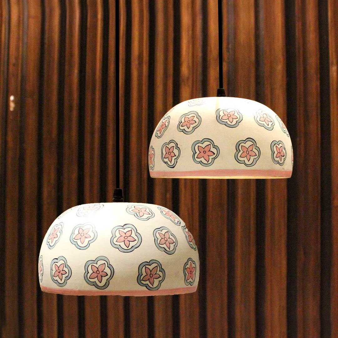 Handmade Dome Terracotta Hanging Lamp | Set Of 2