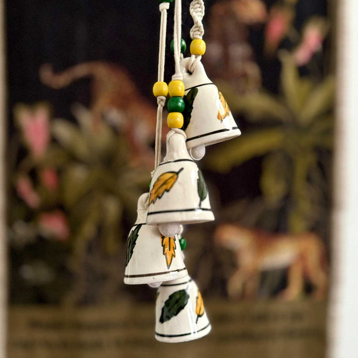 Handmade Macrame Symphony Ceramic Windchime With 4 Mini Bells