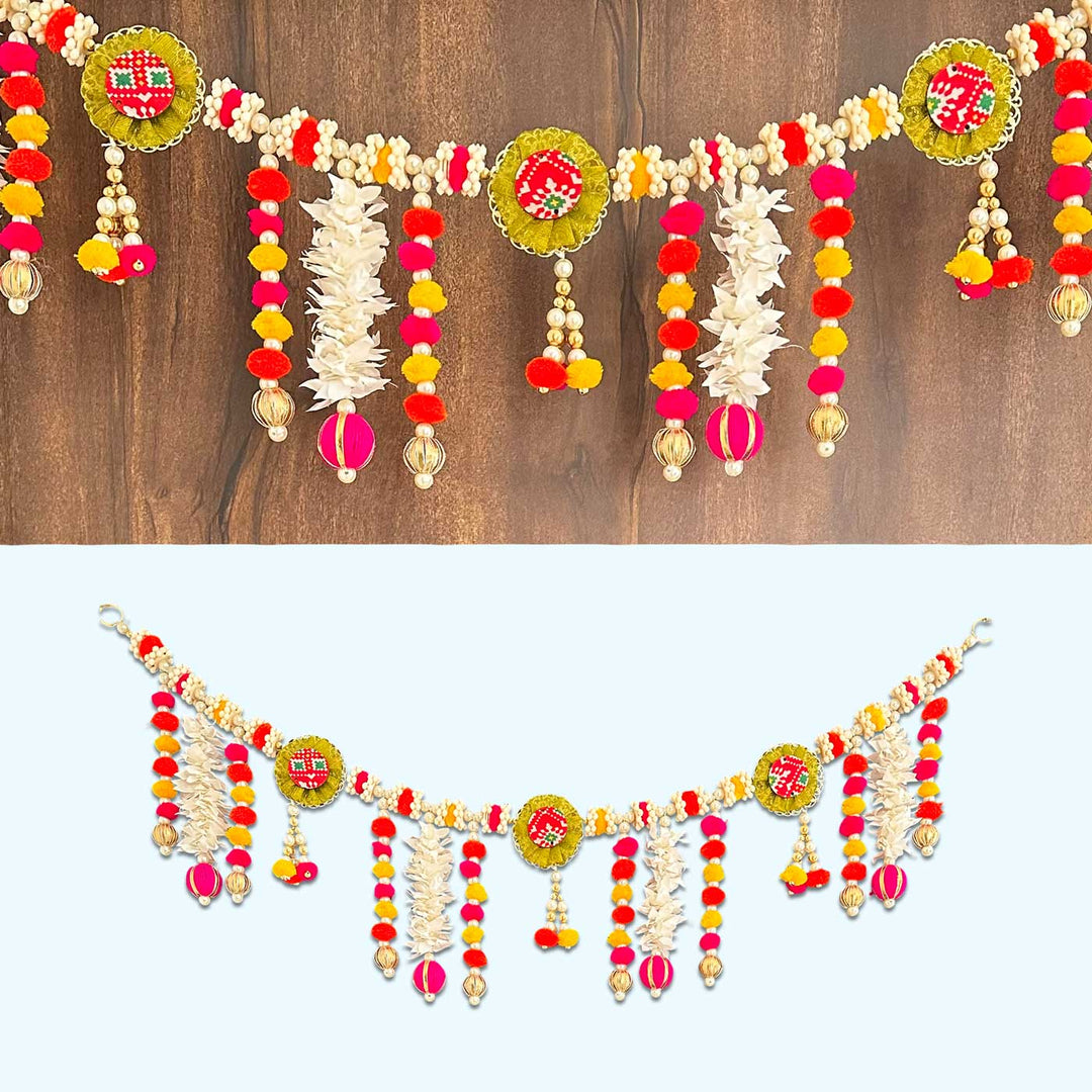 Handmade Multi-Color Pom Pom And Gajra Toran