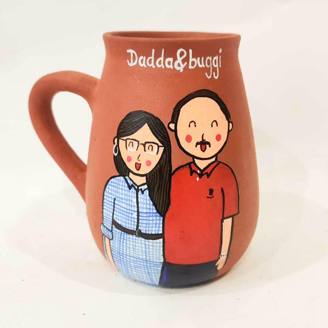 Personalised Terracotta Mugs with Photo Based Caricatures