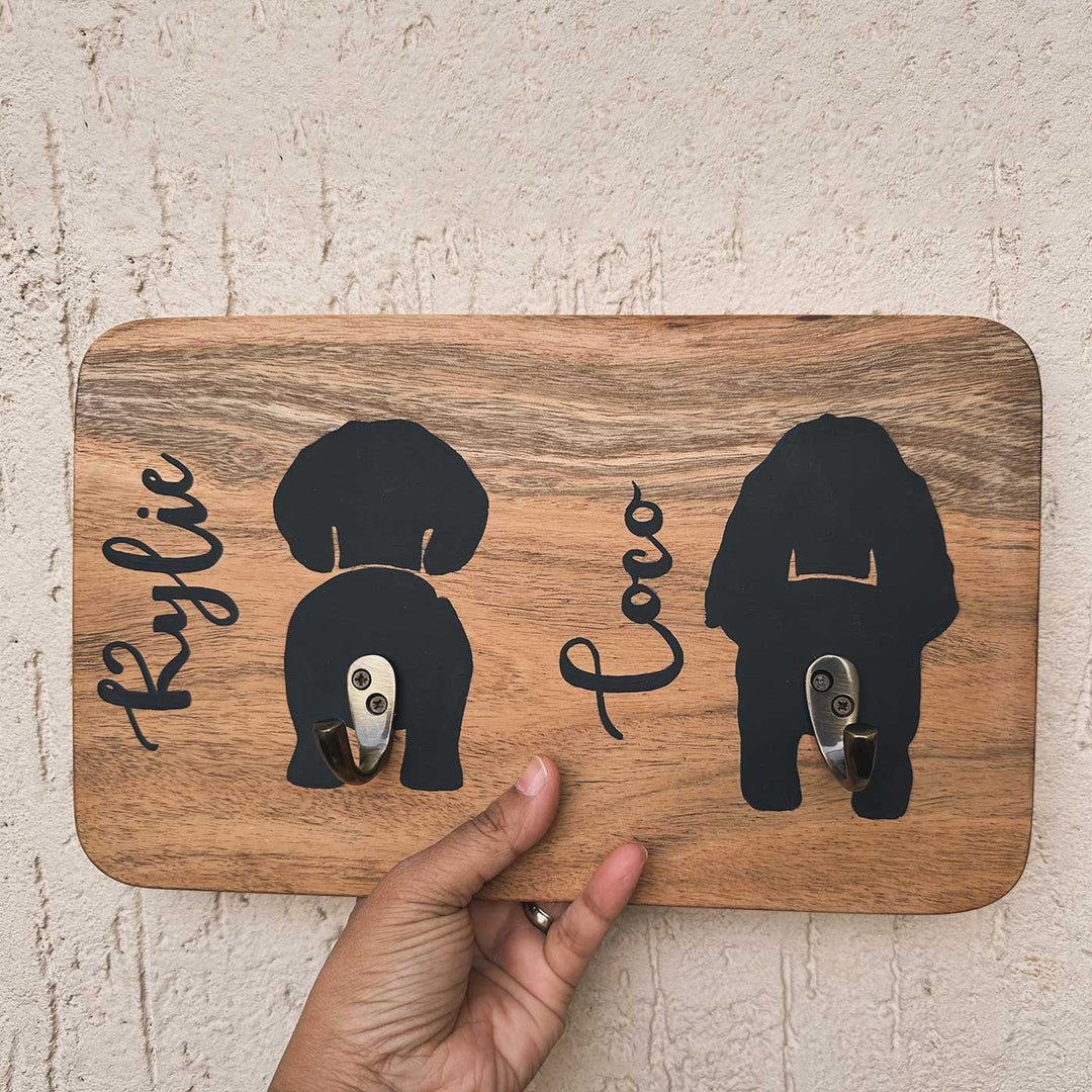 Personalized Handmade Wooden Key Hanger For 2 Pets