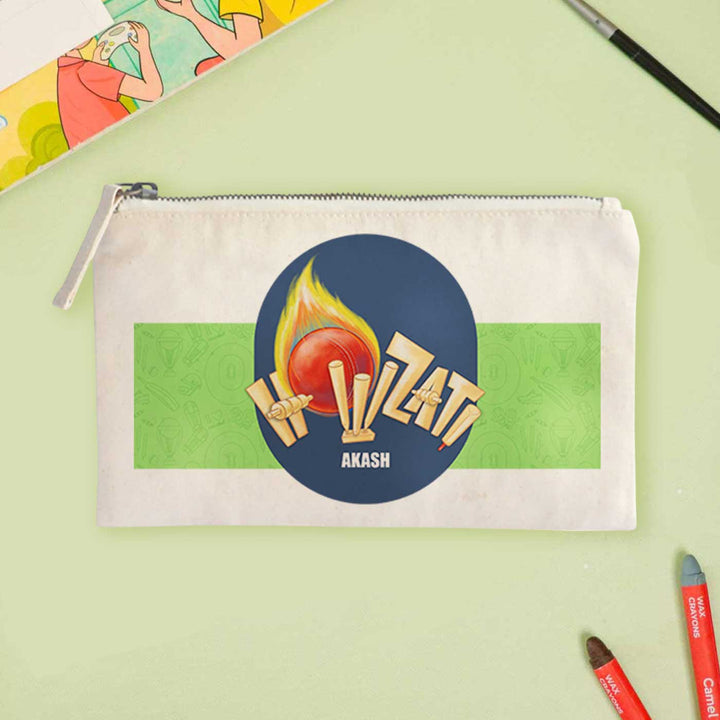 Personalized Cricket Buzz Theme Cotton Pencil Pouch