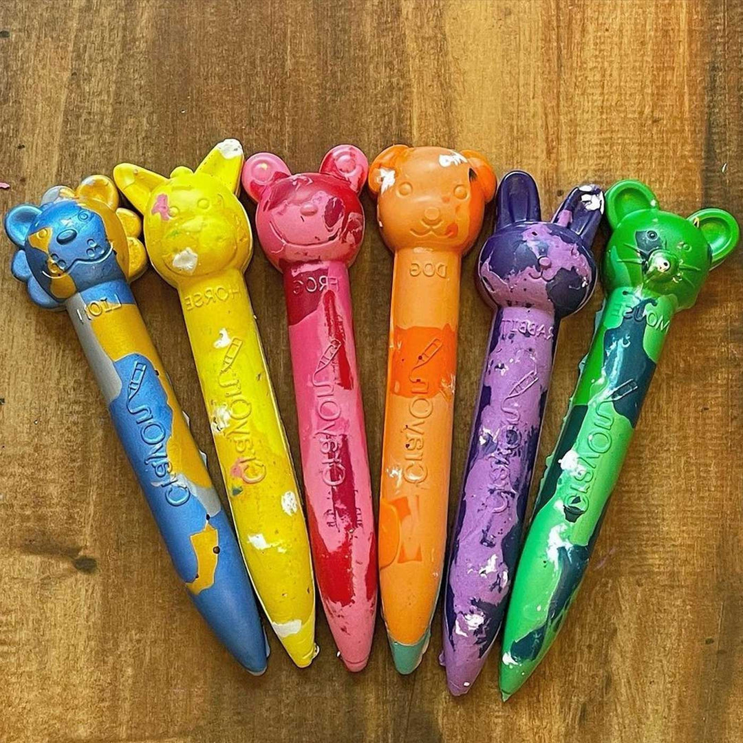 Handmade Non-Toxic Animal Stick Marbled Crayons