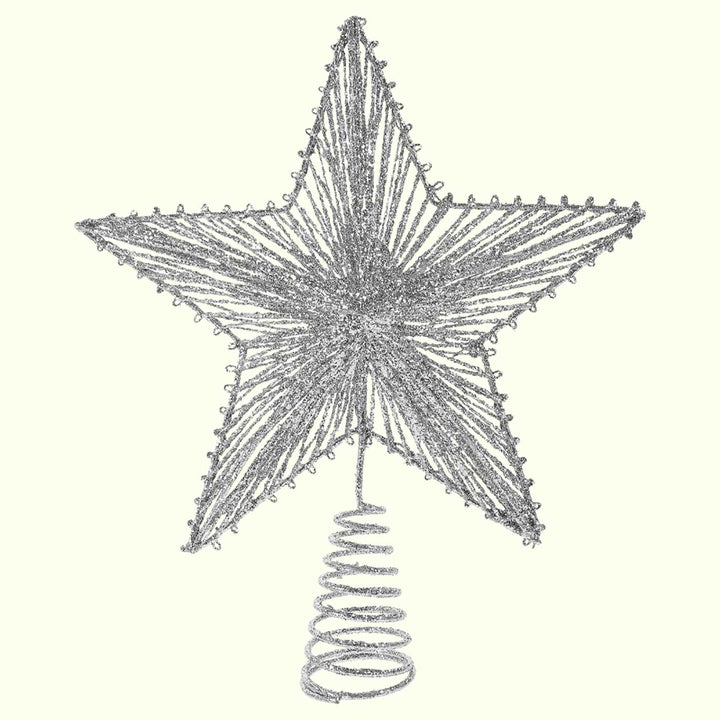 Sparkling Silver Metal Christmas Tree Star Topper For Christmas Tree Decoration