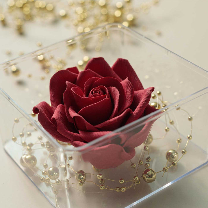 Handmade Forever Red Rose Realistic Deco Clay Table Decor