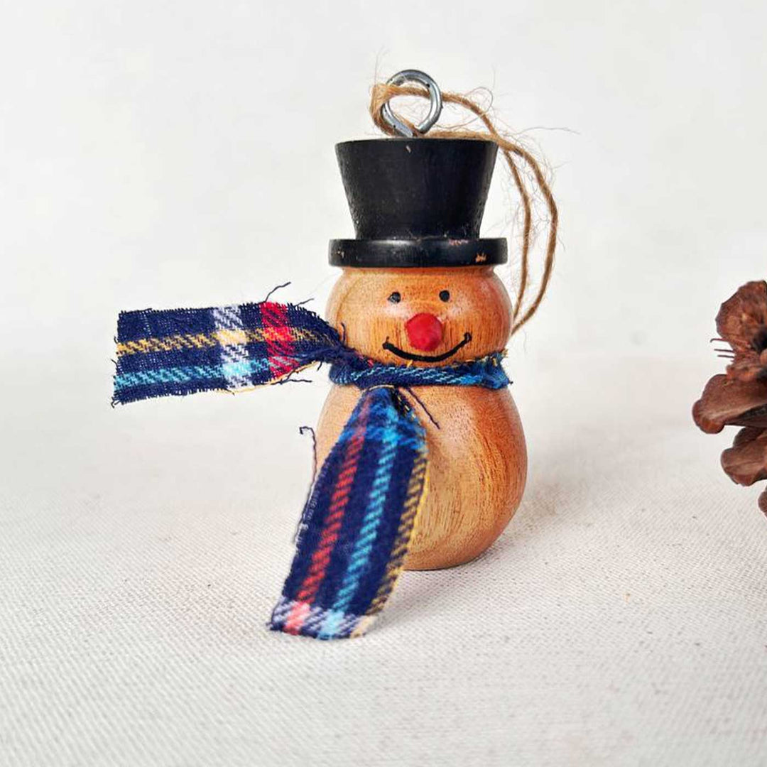 Handmade Snowman Wooden Ornament For Christmas Tree Decoration