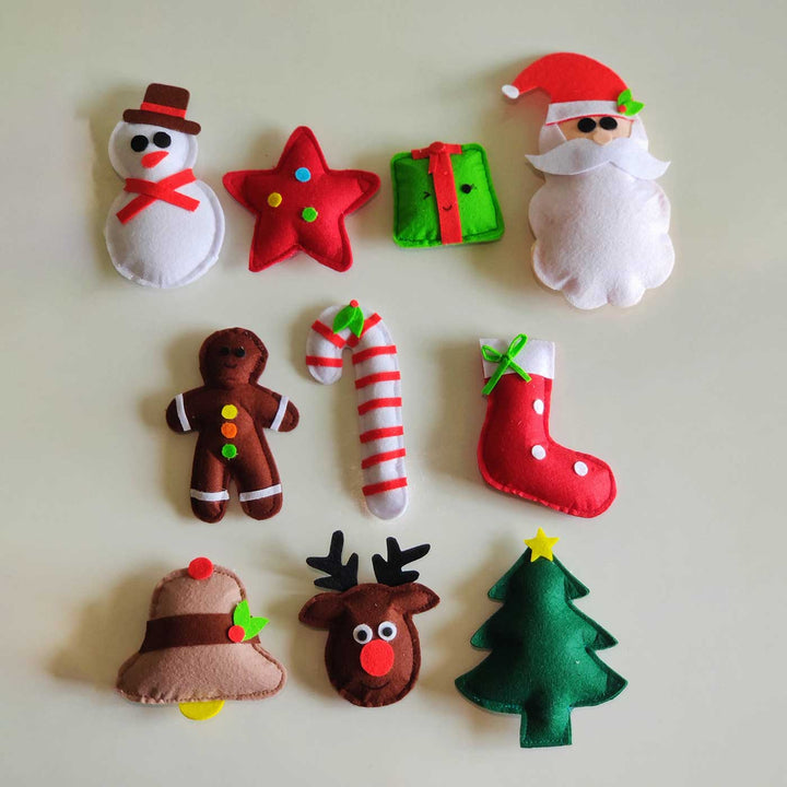 Handmade Fluffy Felt Ornaments For Christmas Tree Decoration | Set Of 10