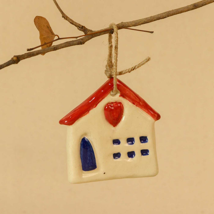 Handmade Ceramic House Ornaments For Christmas Tree Decoration | Set Of 5