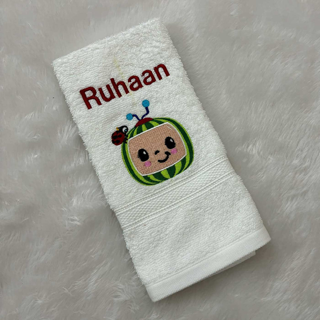 Personalized Embroidered Cocomelon Design Cotton Hand Towel