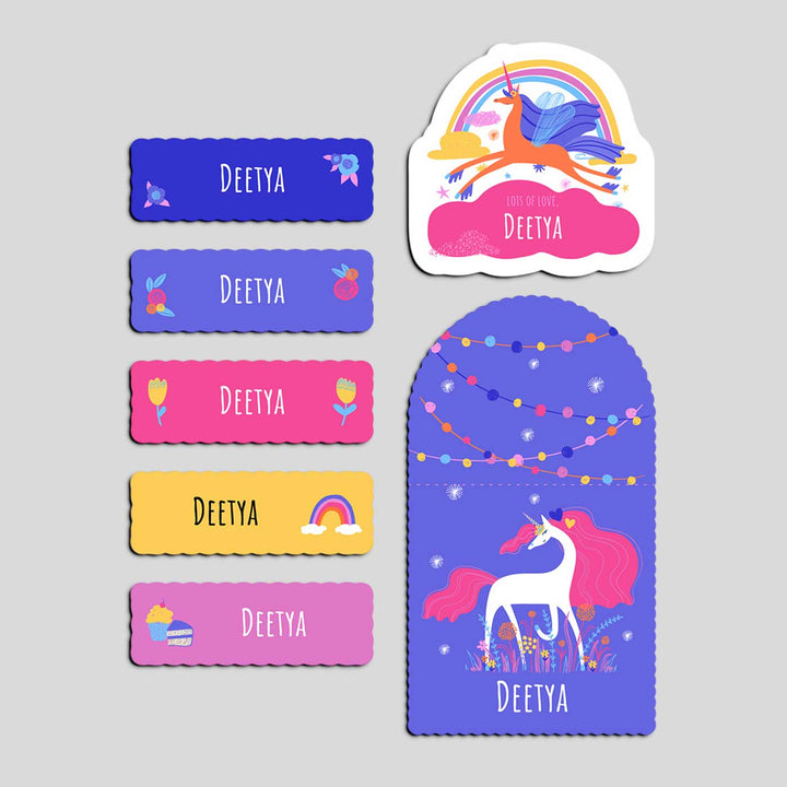 Personalized Magical Unicorn Theme Sticker Sheet | 40 Stickers