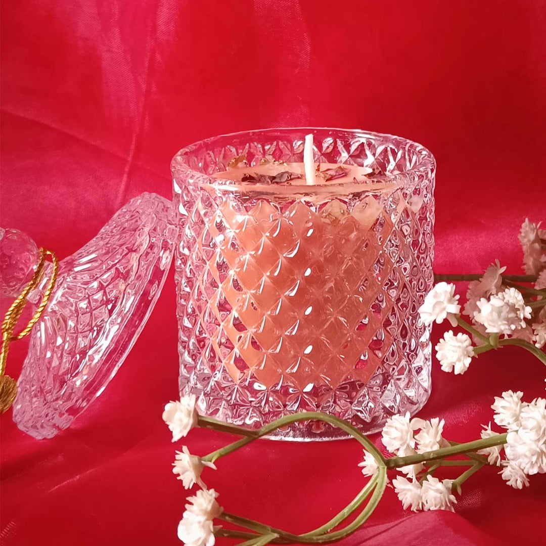 Beautiful Tango Crystal Jar With Tassle Wax Tealight Candle