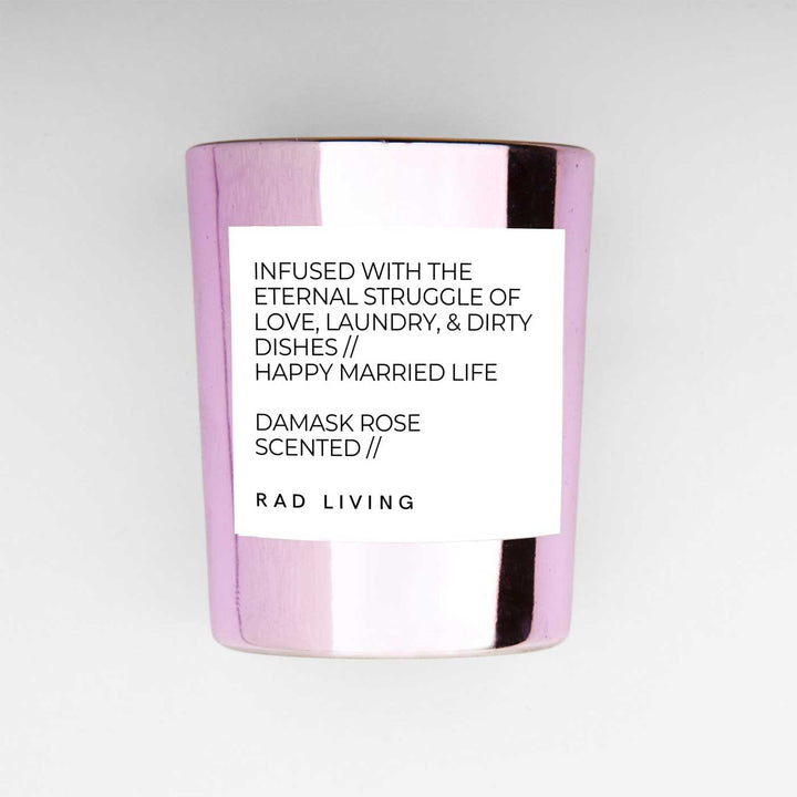 Hand Poured Happy Married Life Damask Rose Scented Soy Wax Candle