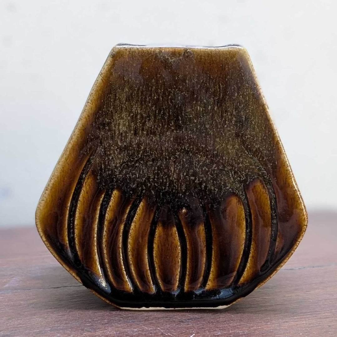 Hand-Painted Brown Mocha Ceramic Vase