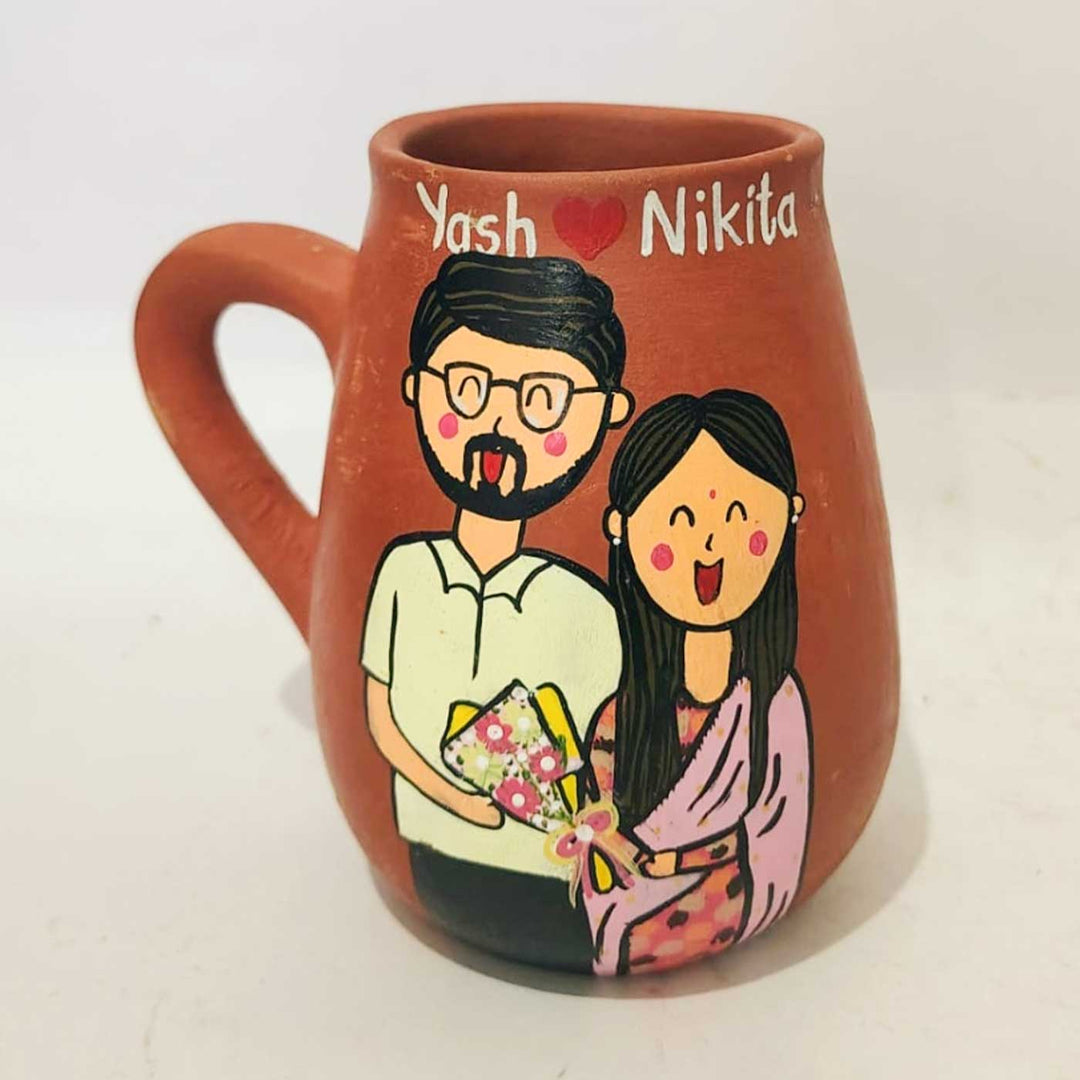 Personalised Terracotta Mugs with Photo Based Caricatures