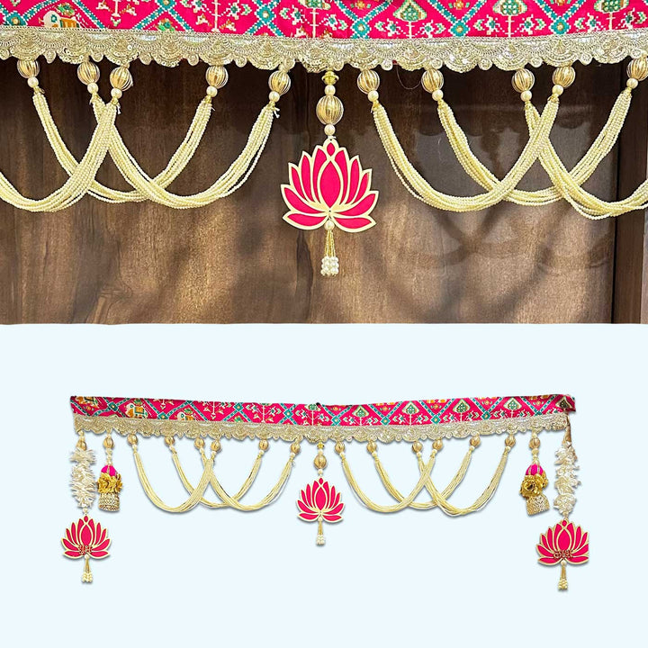 Handmade Pink Patola With Lotus Hanging Toran