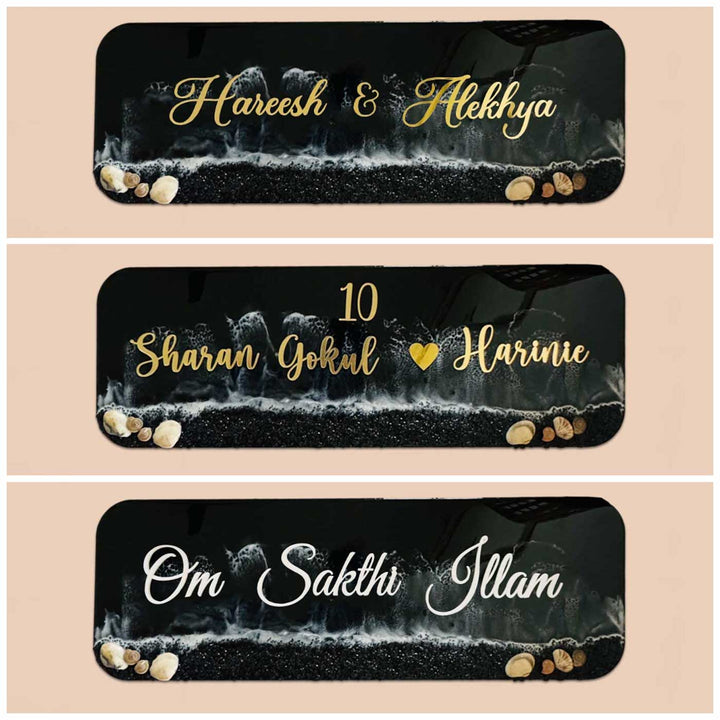 Personalized Black Beach Theme Resin Name Plate For Couples