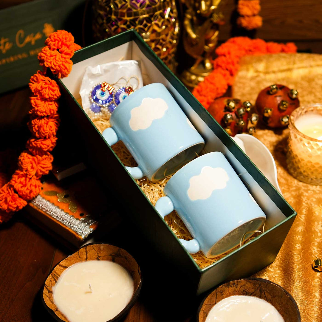 Premium Puffy Cloud Diwali Ceramic Gift Hamper | Set Of 3