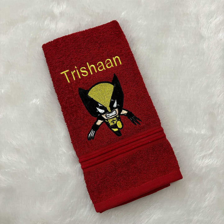 Personalized Embroidered Wolverine Design Cotton Hand Towel