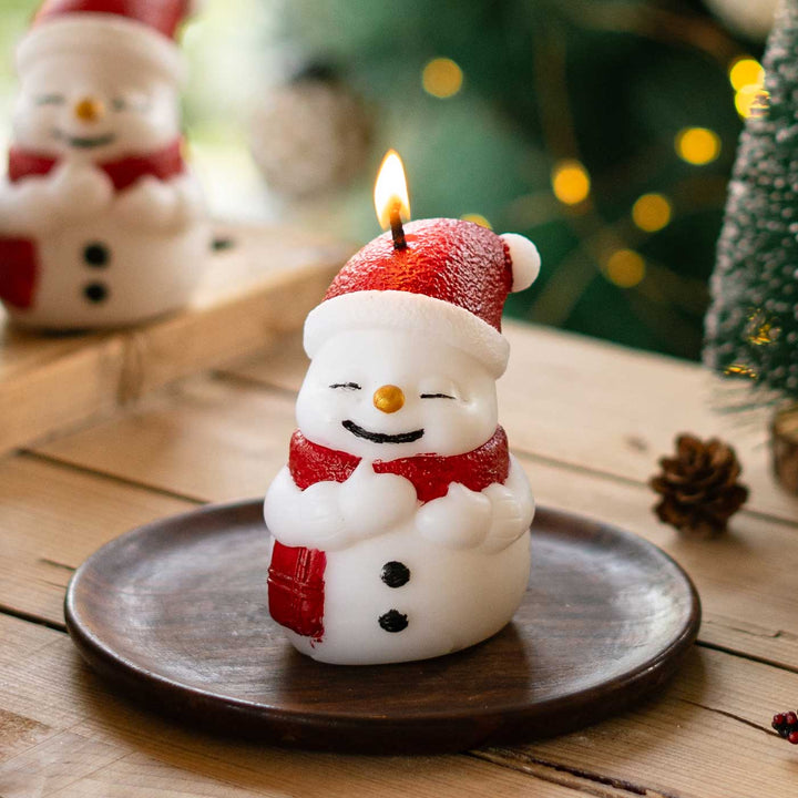 Handmade Snowman Wax Candle For Christmas Decoration | Set Of 2