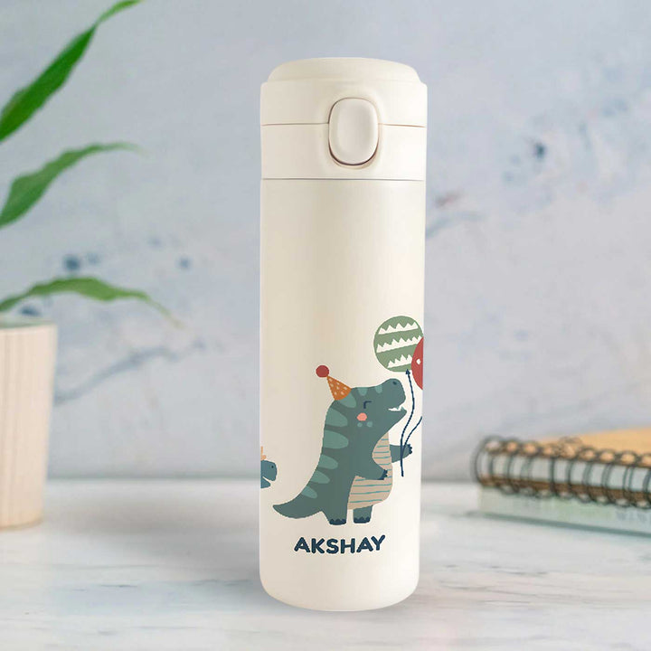 Personalized Dino Party Theme Steel Insulated Water Bottle