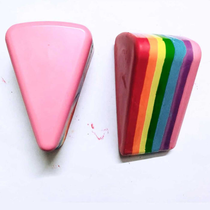 Handmade Non-Toxic Rainbow Cake Slice Crayons | Set of 2