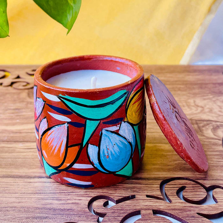 Hand-Painted Patachitra Aranya Single Wick Scented Candle