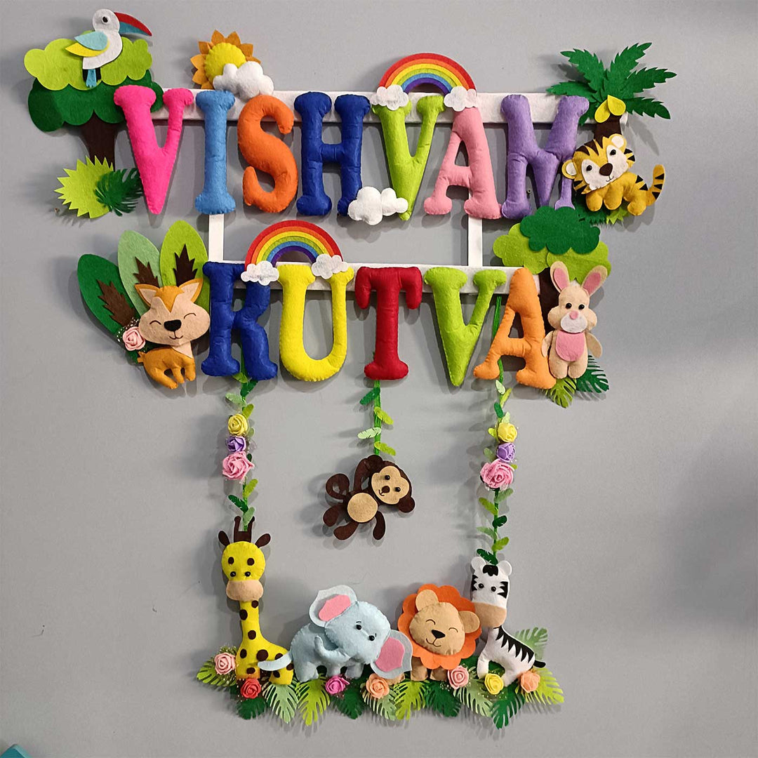 Personalized Handmade Animal Kingdom Felt Kids Name Plate