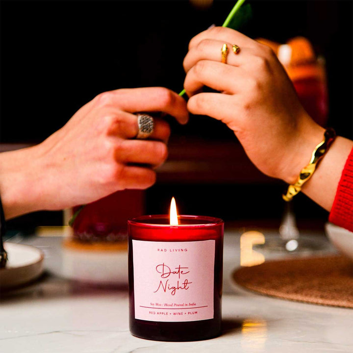 Hand Poured Date Nights Red Apple, Wine & Plum Scented Soy Wax Candle