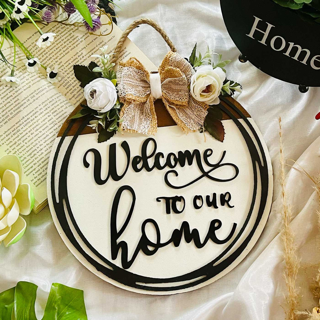 Customized Floral Welcoming Mdf Wood Hoop For House