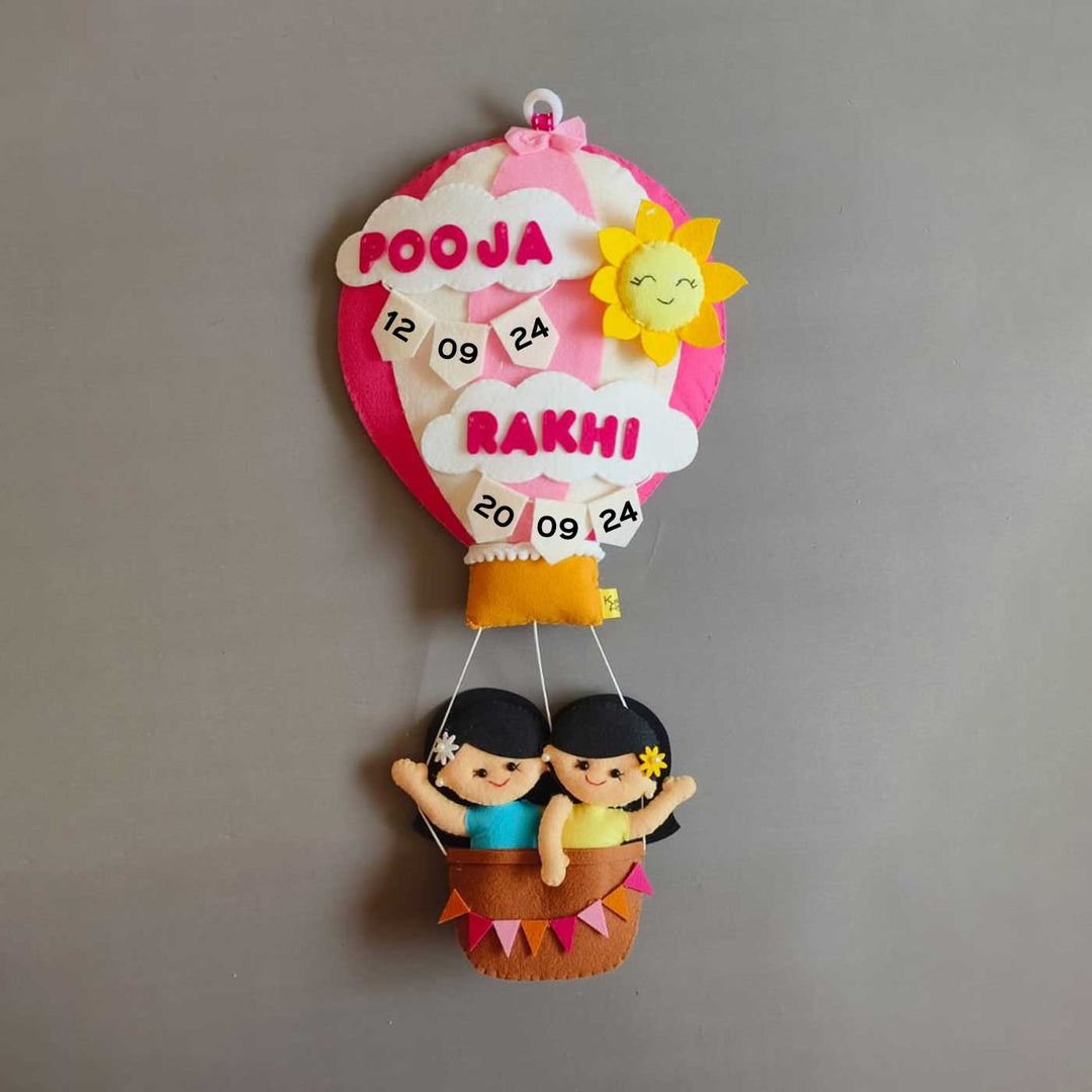 Hand-stitched Hot Air Balloon Felt Kids Nameplate