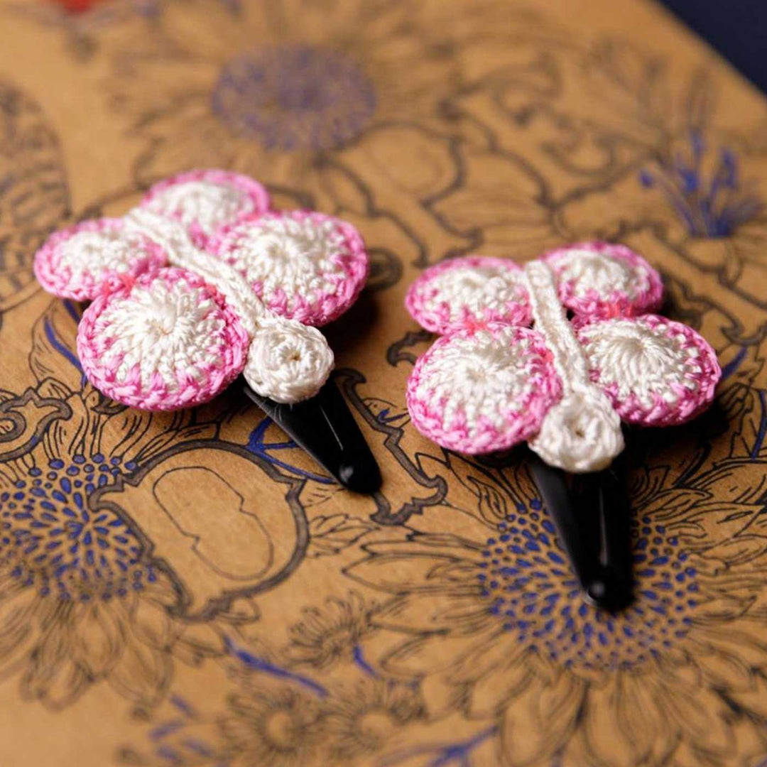 Handmade White Butterfly Flower Hair Clips | Set of 2