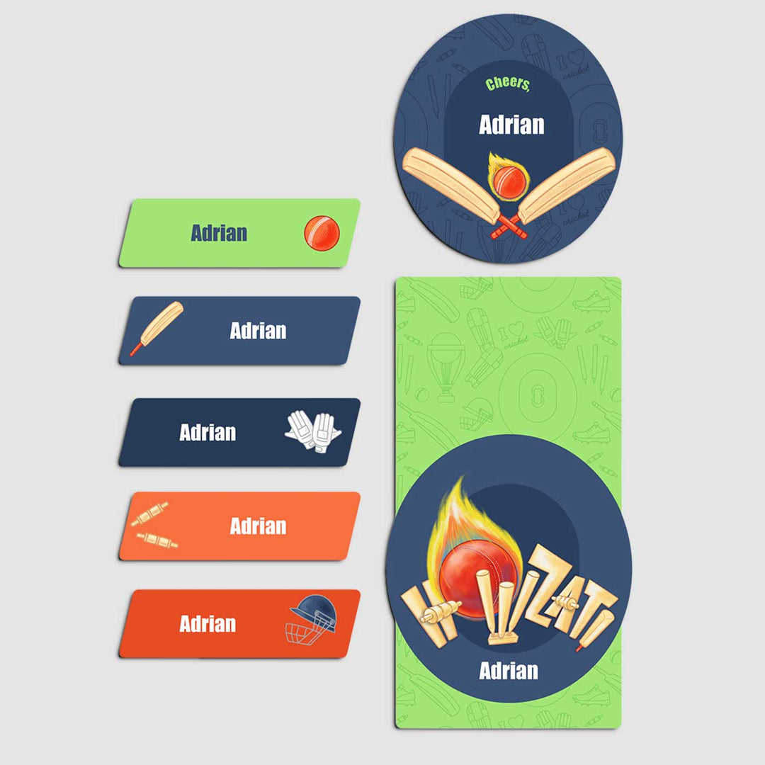 Personalized Cricket Buzz Theme Sticker Sheet | 40 Stickers