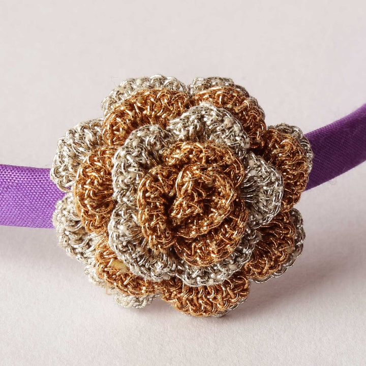 Handmade Metallic Purple Crochet Flower Headband