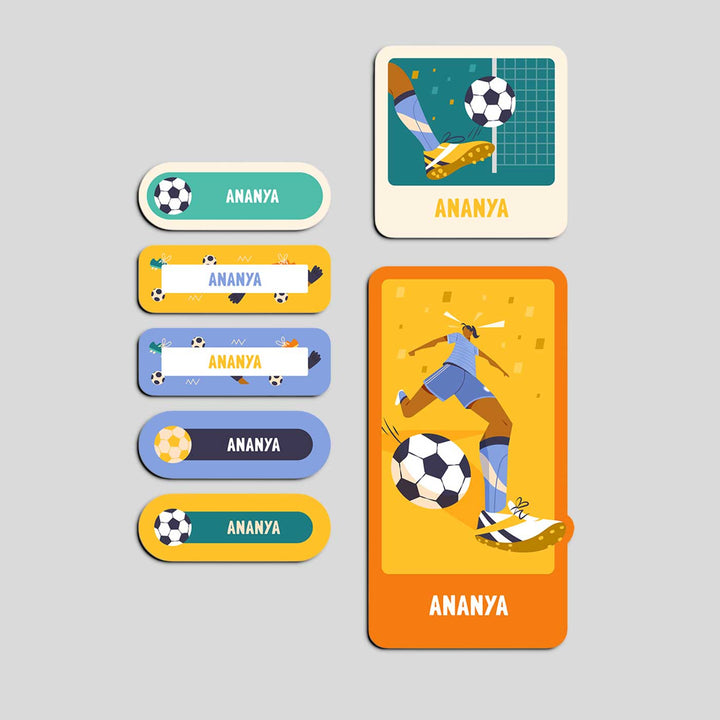 Personalized Football Goals Girl Theme Sticker Sheet | 40 Stickers