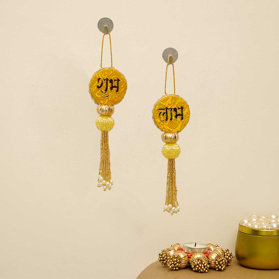 Handmade Reversible Shubh Labh Hanging | Set Of 2