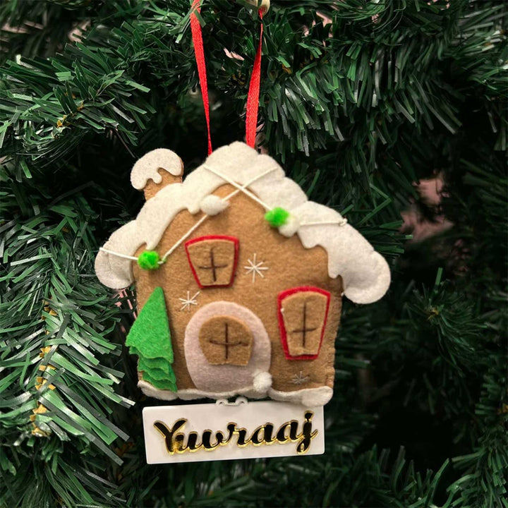 Personalized Gingerbread House Felt Ornaments For Christmas Tree Decoration